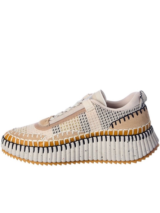 Chloe Other - Chloé Beige Nama Woven Platform Low Top Sneakers Shoes Size EU:42 US:10 NWOB
